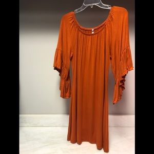Off-the-shoulder Orange Dress